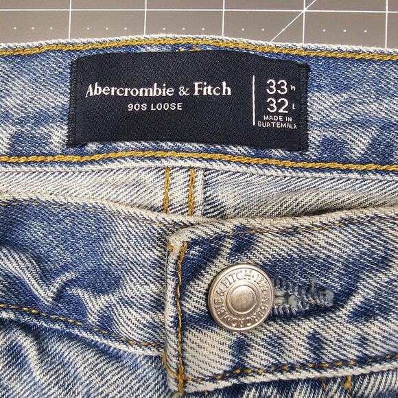 Abercrombie Fitch Jeans 33x32 90s Loose Fit Faded Distressed Grunge Relaxed Y2K - Picture 7 of 16